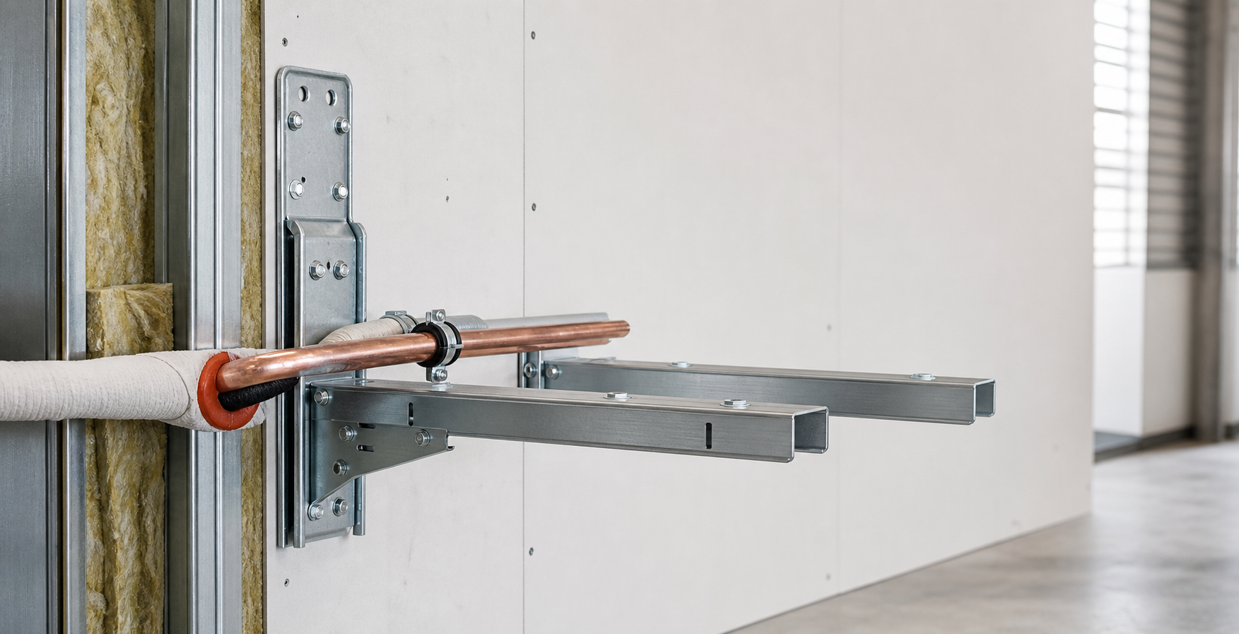 Fire-rated split system mounting bracket installation
